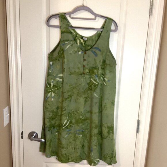 Bali Kiss Women's Mini Dress Long Tunic Green Size L Pockets Sleeveless - Picture 1 of 8